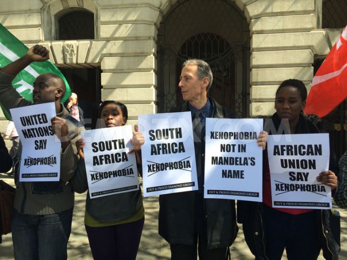 London rally against South Africa xenophobia Peter Tatchell