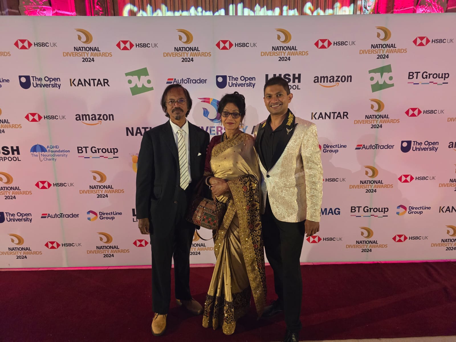 Pliny Soocoormanee - Winner National Diversity Award - LGBT - 2024- with Permal and Julie